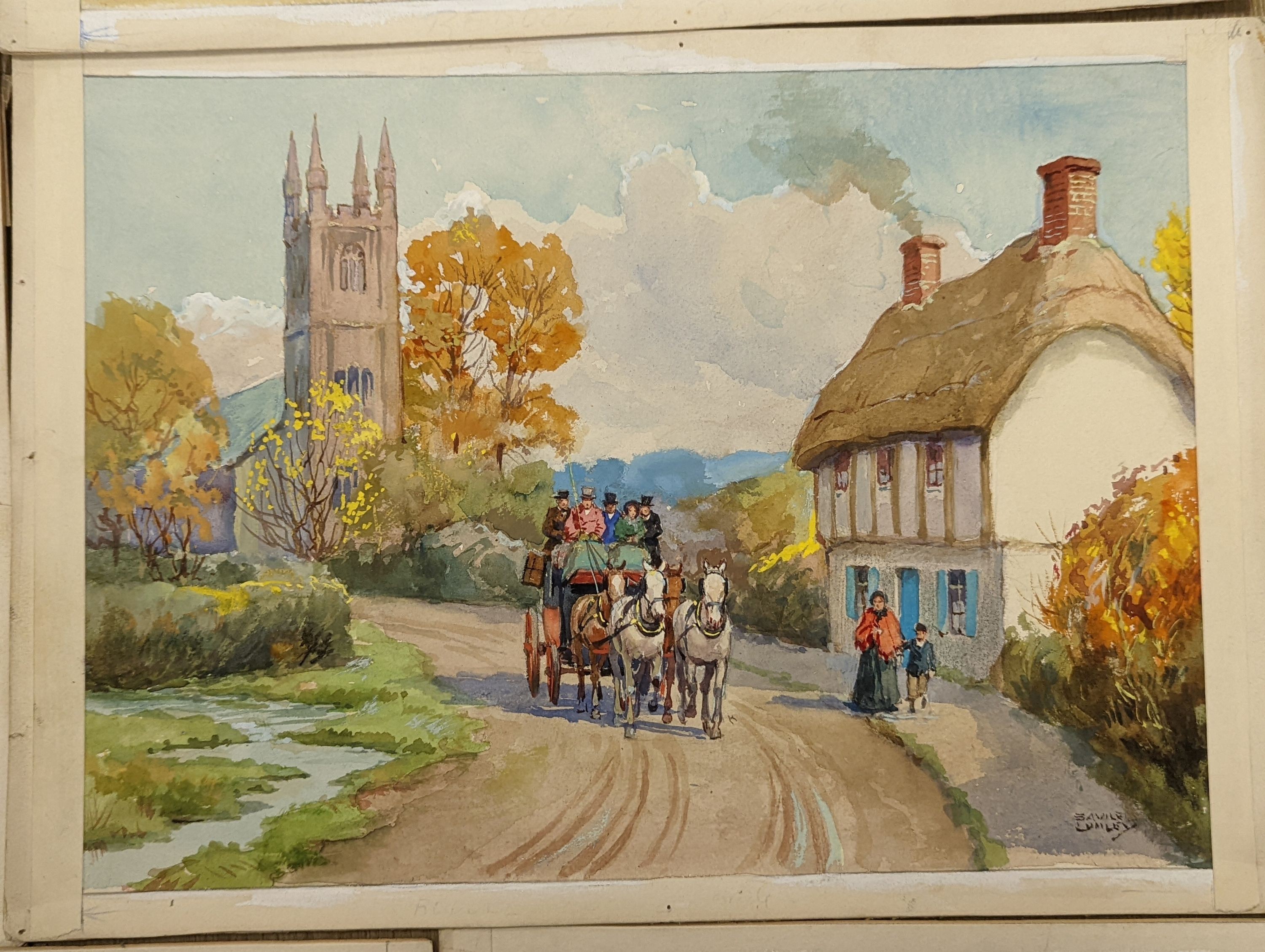 Savile Lumley (1876-1960), seven watercolours, all unframed.